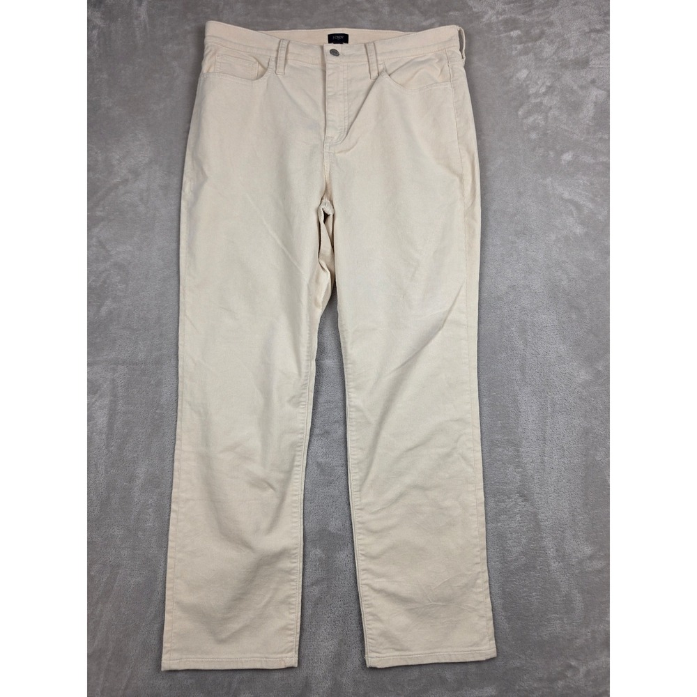 J.Crew Essential Corduroy Pants Women 32 Cream Straight Leg Stretch BT006 *Read